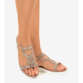 Sandales plates champagne ornées 127-88 rose 2