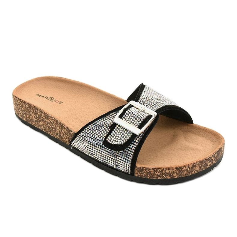 Chaussons noirs avec semelle en liège L-1032 le noir 1