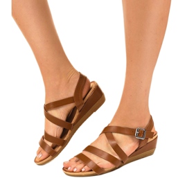 Sandales compensées en éco-cuir marron S060064 brun 2