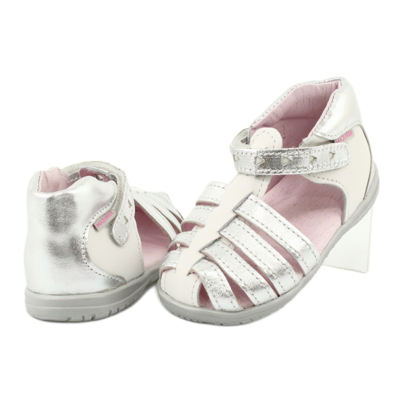 Mazurek Sandales en cuir blanc et argent des filles 245 3