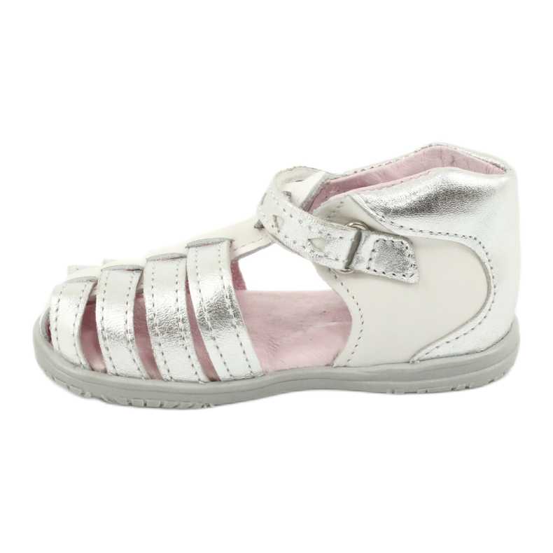 Mazurek Sandales en cuir blanc et argent des filles 245 1