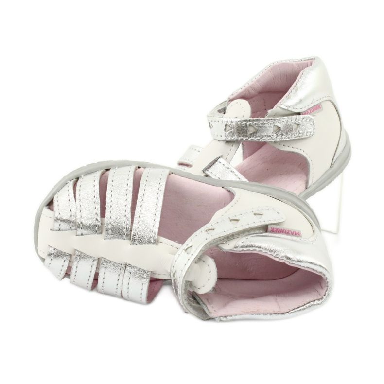 Mazurek Sandales en cuir blanc et argent des filles 245 4