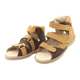 Sandales en cuir préventives jaunes / bronze Mazurek 291 2