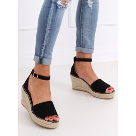 Espadrilles noires sur compensées, noir TU147 Noir le noir 3