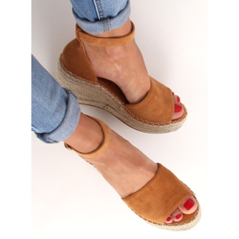 Espadrilles compensées camel TU147 Camel brun 2