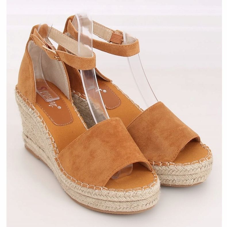 Espadrilles compensées camel TU147 Camel brun 1