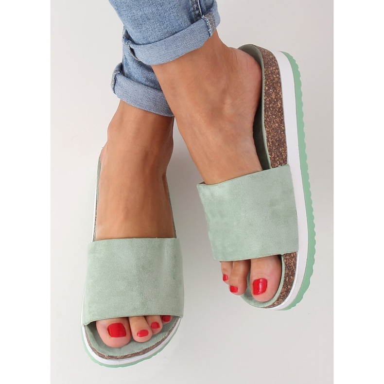 Chaussons femme aigue-marine CK184P Vert 1