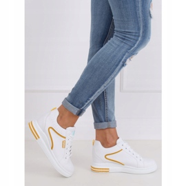 Blanc NB337 Baskets compensées jaunes blanche 2