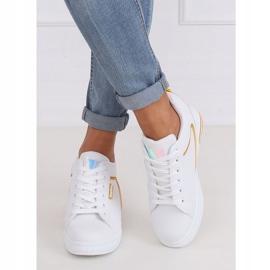 Blanc NB337 Baskets compensées jaunes blanche 1