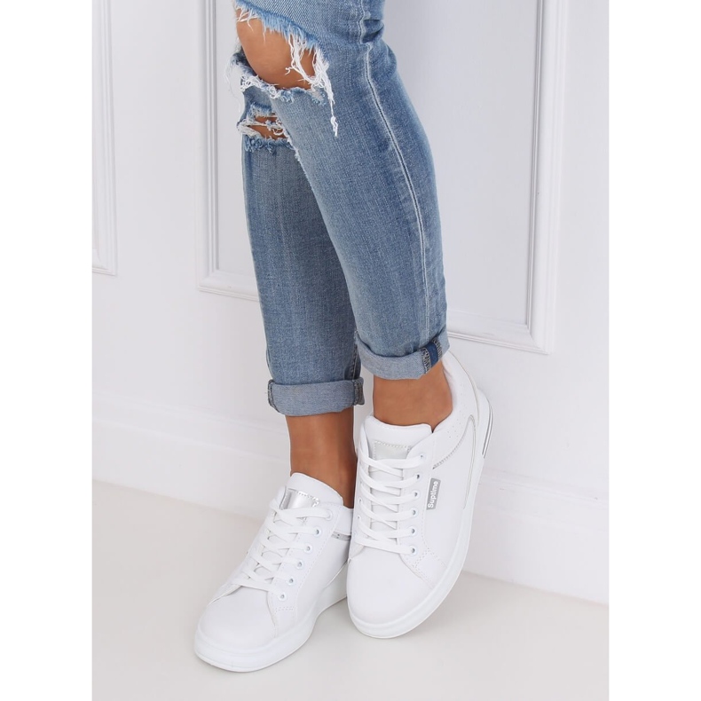 Baskets compensées blanches NB337 Silver 2