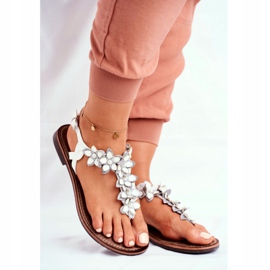 EVE Sandales pour femmes élégantes tongs avec des fleurs blanc ensoleillé blanche 1
