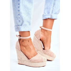 MSMG Sandales On A Compensées Femme Lin Beige Avocat 1