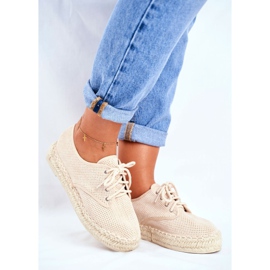 MSMG Espadrilles Femme Sur Plateforme En Lin Beige Sonya 1