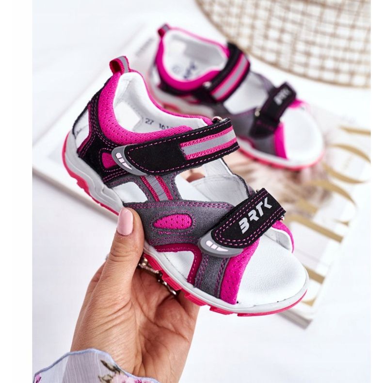 Bartek S.A. Sandales pour enfants pour filles Prophylactic Bartek T-16176-7 / 77G le noir rose gris 2