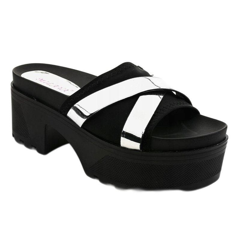 Pantoufles noires à talon CL-3A309-43 1