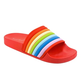 Tongs rouges avec un arc-en-ciel 2456-3 multicolore 1