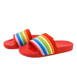 Tongs rouges avec un arc-en-ciel 2456-3 multicolore 2