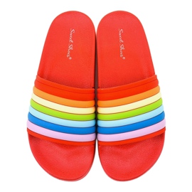 Tongs rouges avec un arc-en-ciel 2456-3 multicolore 3