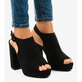 Bottines en daim noir sur le poteau 77-103 le noir 1