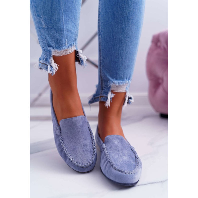 Mocassins Femme Sergio Leone Daim Bleu clair Winted 2