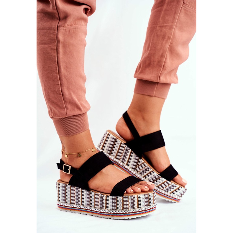 ADY Sandales Pour Femmes Sur La Plateforme Noir Sandy 2