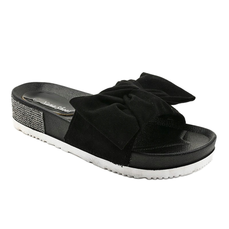 Pantoufles casual noires avec nœud LW-10 le noir 1