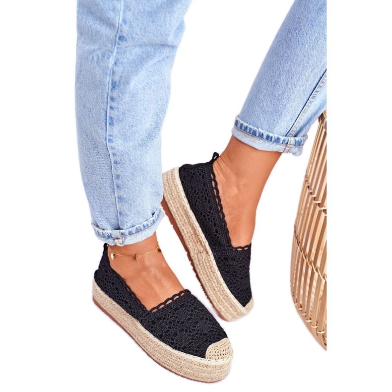ADY Espadrilles Femme Dentelle Noir Desante Plateforme brun 3