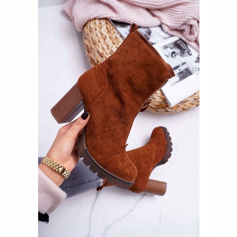 FRERY Boots femme à talon Camel Frann brun 2