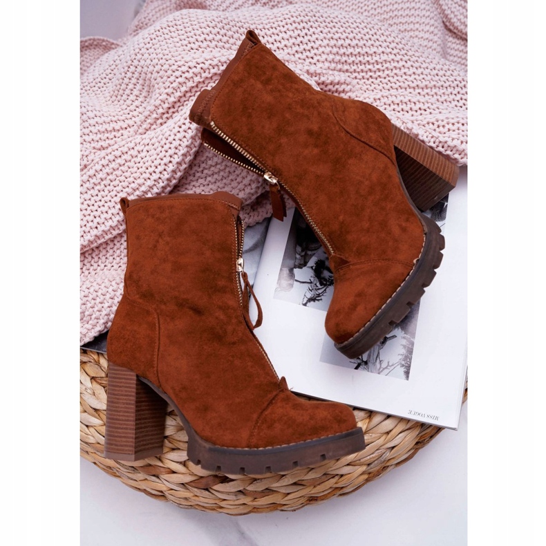 FRERY Boots femme à talon Camel Frann brun 3