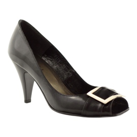 Escarpins en cuir avec boucle Nessi 110-08 le noir 1 Escarpins en cuir avec boucle Nessi 110-08 le noir 1