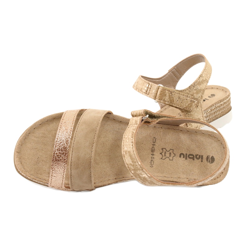 Sandales avec empiècement en cuir Inblu Platino OF019 beige doré 4