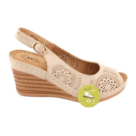 Evento Sandales compensées confortables 20SD98-1862 brun jaune 5