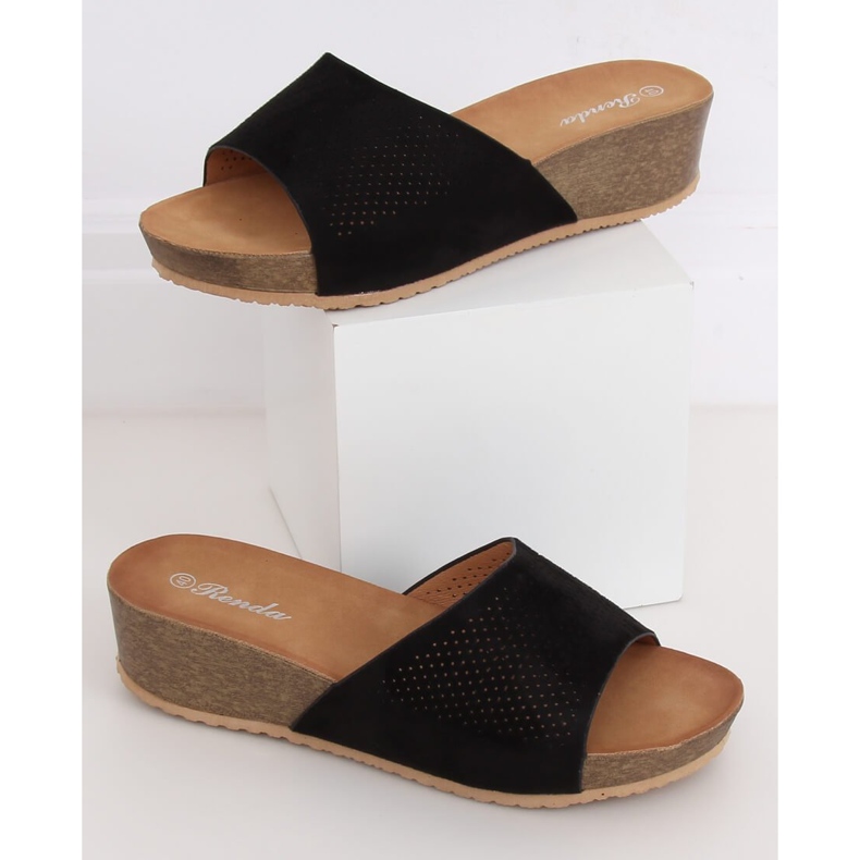 Chaussons noirs sur un coin bas noir 10-238 Noir le noir 1