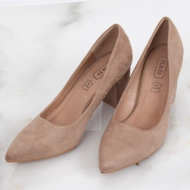 Escarpins sur le poteau beige E08-12 Daim kaki 2