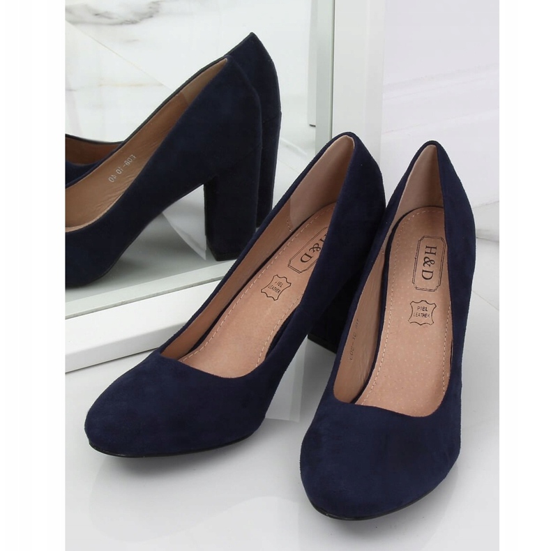 Escarpins sur le poteau bleu marine E08-10 Bleu 1