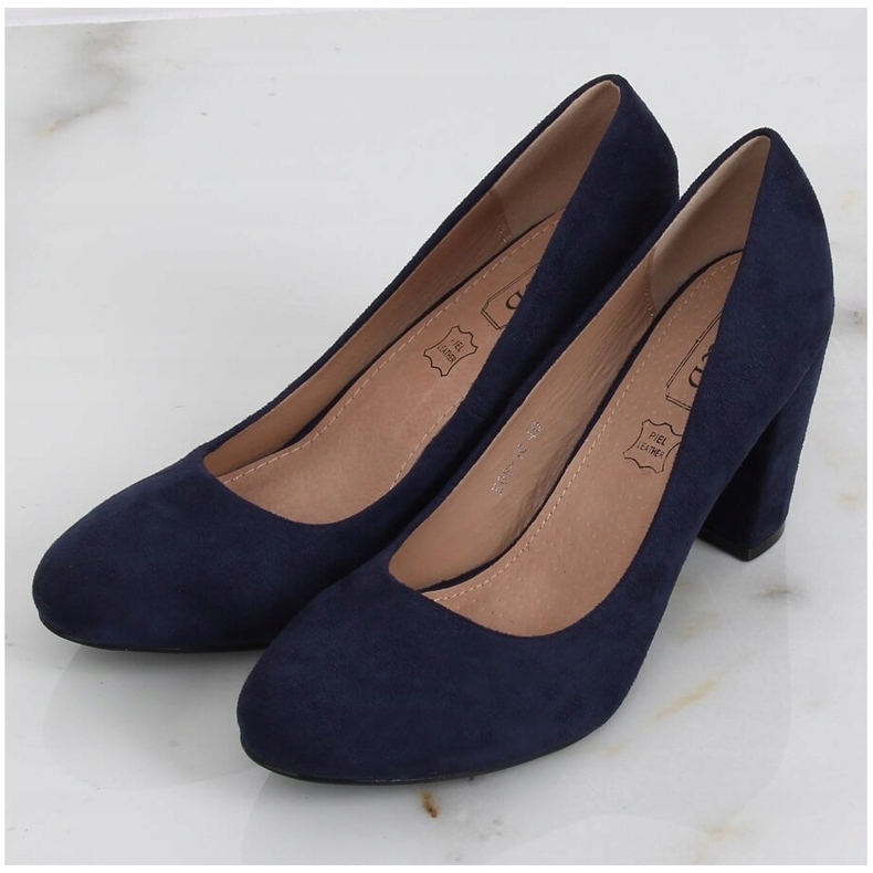 Escarpins sur le poteau bleu marine E08-10 Bleu 2