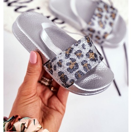 FRROCK Chaussons Fille Brocart Léopard Argent Rimia gris 2