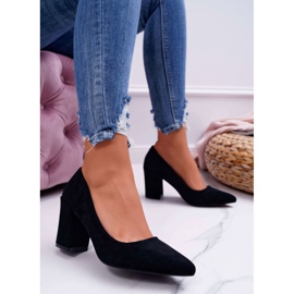 FRJ Escarpins pour femmes à talon en daim noir Femmini le noir 1