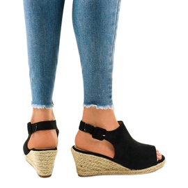 Sandales compensées espadrilles noires F3303 le noir 3