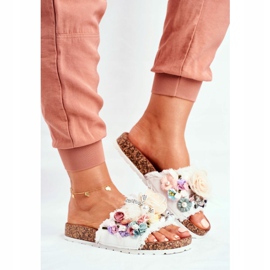 PS1 Chaussons Femme Avec Fleurs Blanc Enrissa multicolore 1