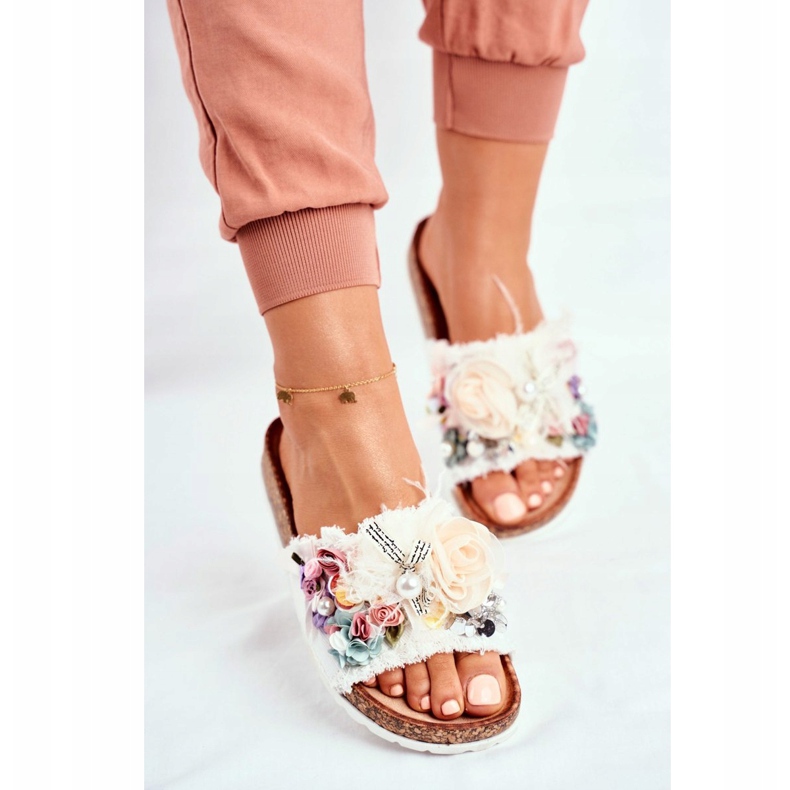 PS1 Chaussons Femme Avec Fleurs Blanc Enrissa multicolore 2