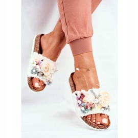 PS1 Chaussons Femme Avec Fleurs Blanc Enrissa blanche multicolore 3
