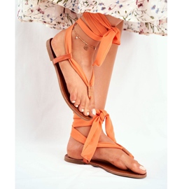 FS1 Sandales Femme Tongs Nouées Orange Derryl 1