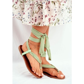 FS1 Sandales Femme Tongs Nouées Vert Derryl 1