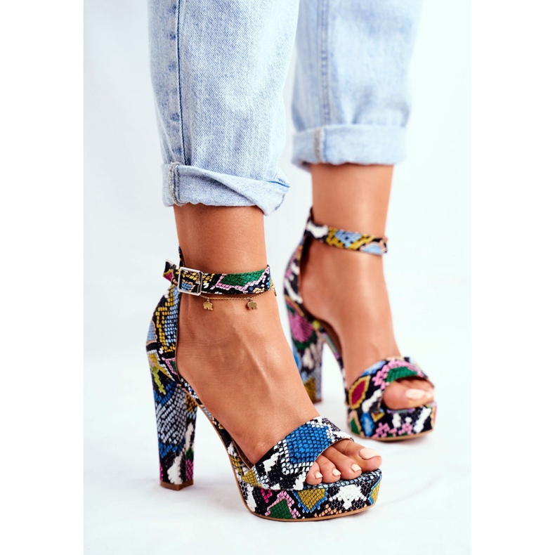 SEA Sandales à Talons Hauts Femme Serpent Coloré Figaro multicolore 1