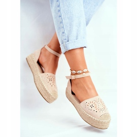 PS1 Espadrilles Femme Sur Plateforme Beige Palermo Lin 1