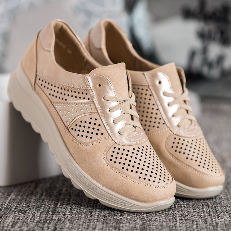 Comer Baskets Ajourées Sur Paltform brun jaune 2