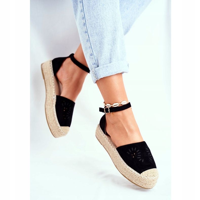 PS1 Espadrilles pour femmes sur la plateforme en lin noir Palermo le noir 2