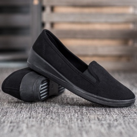 SHELOVET Chaussures en daim à enfiler le noir 1
