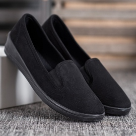 SHELOVET Chaussures en daim à enfiler le noir 2